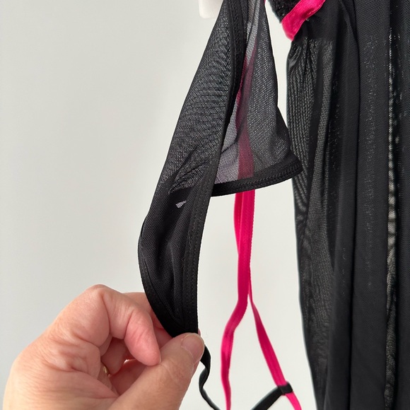 NWT Rene Rofe Black & Pink Lace Babydoll Lingerie - Picture 5 of 6